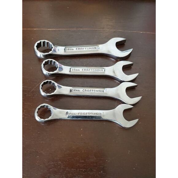 Craftsman Stubby Combination Wrenches Polished VV SERIES 18MM 15MM 14MM 13MM - Picture 1 of 9